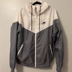 Nike White and Black Hooded Jacket